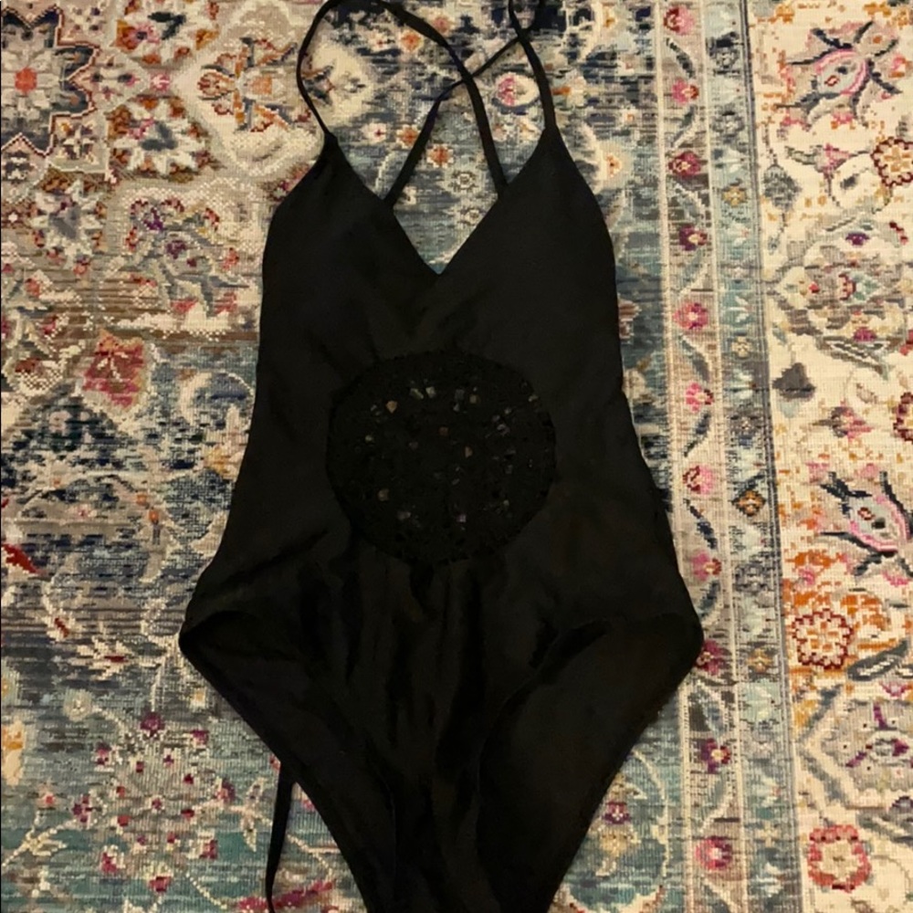 Black one piece bathing suit